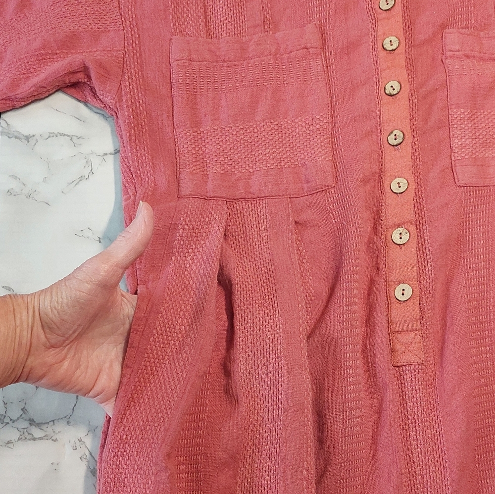 FREE PEOPLE Coral Current Obsession Oversized Jumpsuit With Pockets, Size XS - Picture 8 of 13